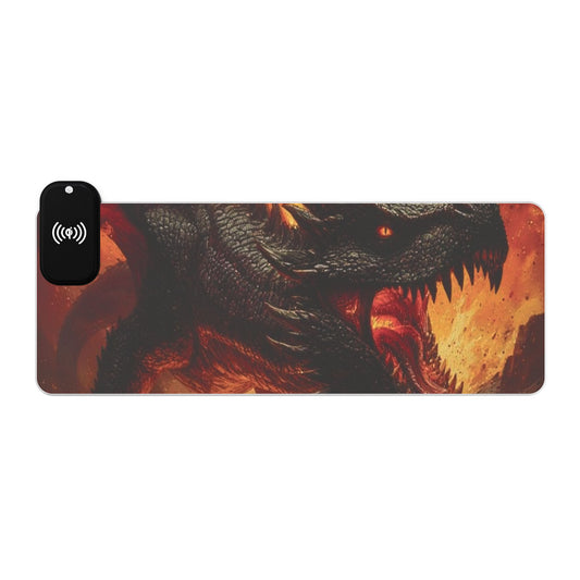 RGB Wireless Charging Gaming Mouse Pad — Fiery Dragon Desk Mat