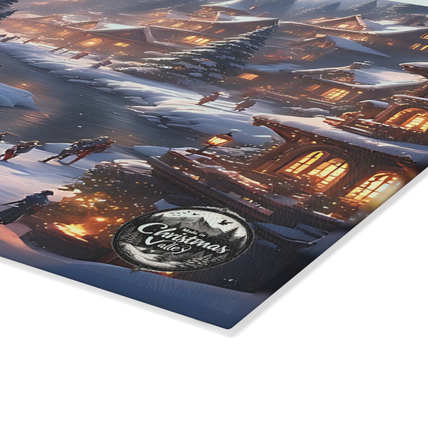 Winter Wonderland Glass Cutting Board | Holiday Kitchen Decor, Christmas Gift, Hostess Present, Unique Serving Surface, Cooking Accessories