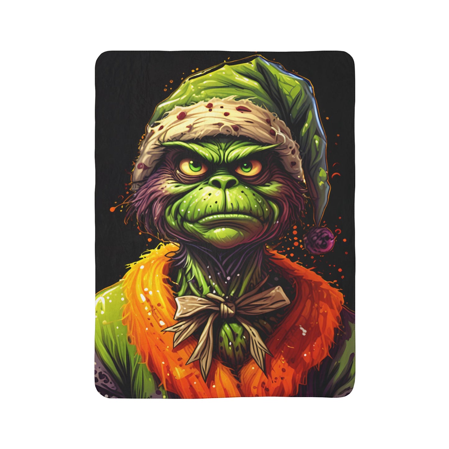 Grinch-Inspired Fleece Sherpa Blanket – Creepy Holiday Cozy Throw