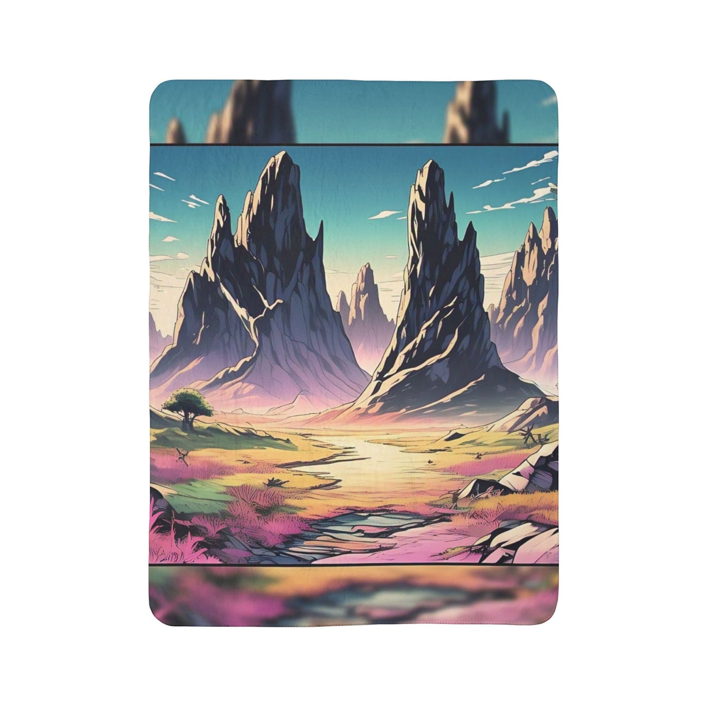 Serene Landscape Fleece Sherpa Blanket - Cozy Home Decor, Ideal for Camping, Picnics, and Gifts, Perfect for Relaxation