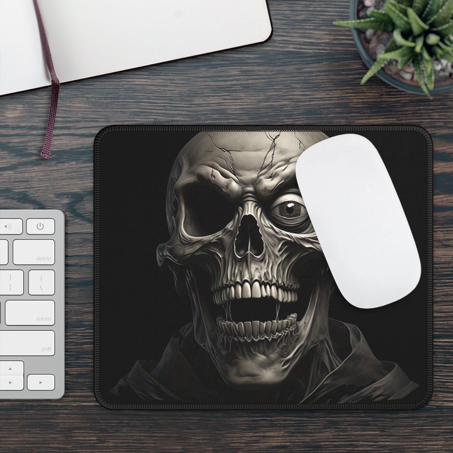 Skull Gaming Mouse Pad - Unique Desk Decor for Gamers, Halloween Gift, Computer Accessories, Spooky Room Decor, Gamer Gift