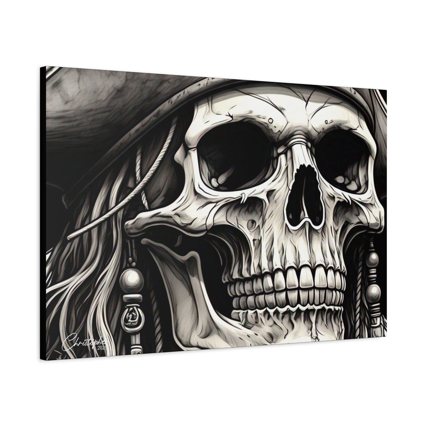 Pirate Skull Canvas Art - Edgy Gothic Decor, Wall Art for Halloween, Gothic Home Decor, Pirate Theme, Gift for Him