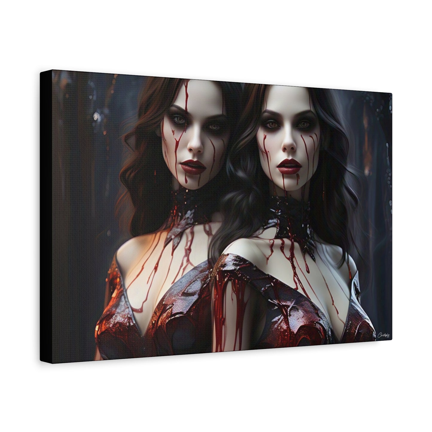 Gothic Vampire Canvas Art, Wall Decor, Horror Artwork, Halloween Home Decor, Spooky Room Accent, Unique Gift Idea