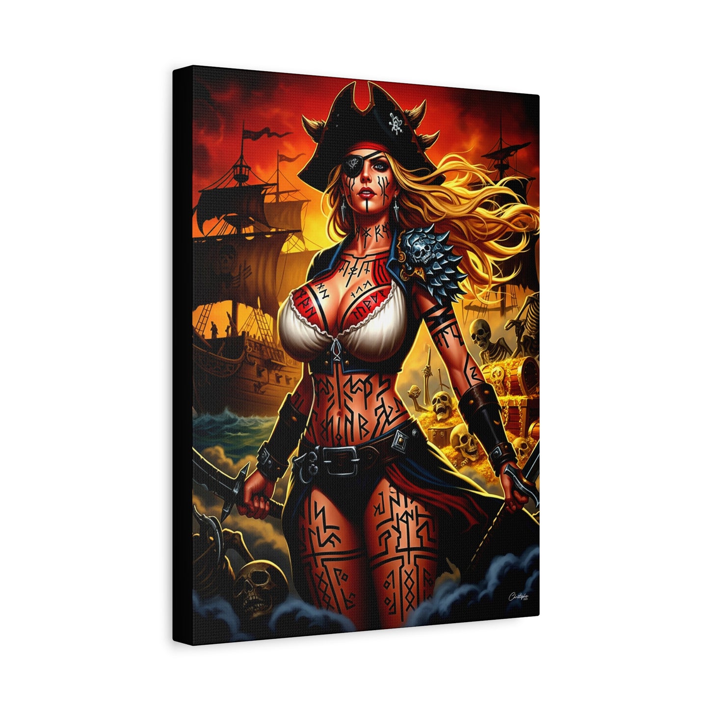 Bold Pirate Canvas Print, Nautical Wall Art, Gothic Home Decor, Pirate Lover Gift, Spooky Halloween Decoration, Adventure Wall Hanging