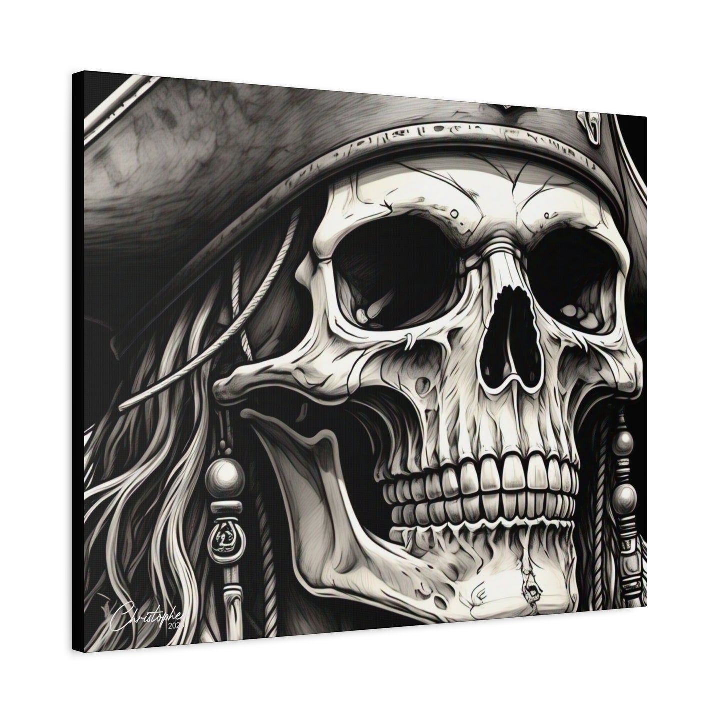Pirate Skull Canvas Art - Edgy Gothic Decor, Wall Art for Halloween, Gothic Home Decor, Pirate Theme, Gift for Him