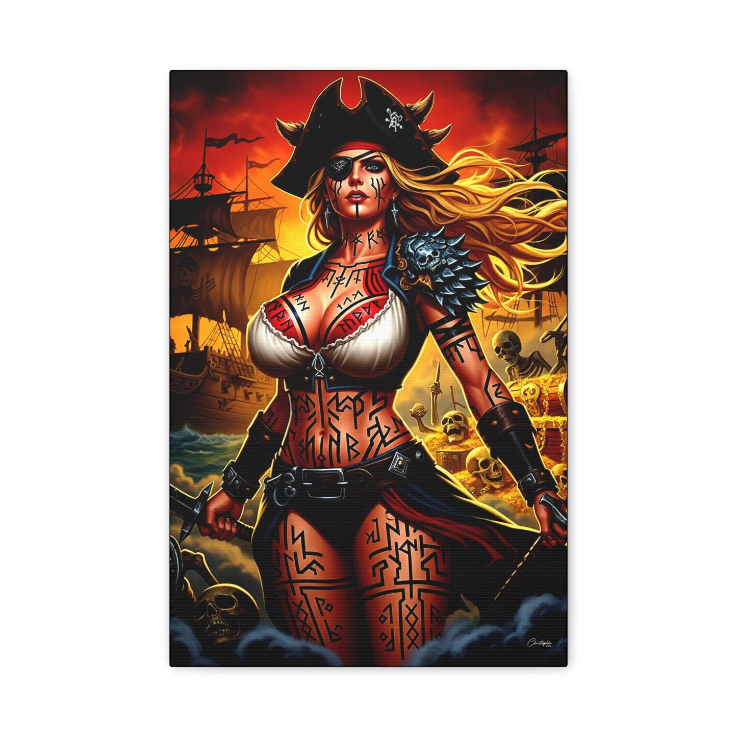 Bold Pirate Canvas Print, Nautical Wall Art, Gothic Home Decor, Pirate Lover Gift, Spooky Halloween Decoration, Adventure Wall Hanging