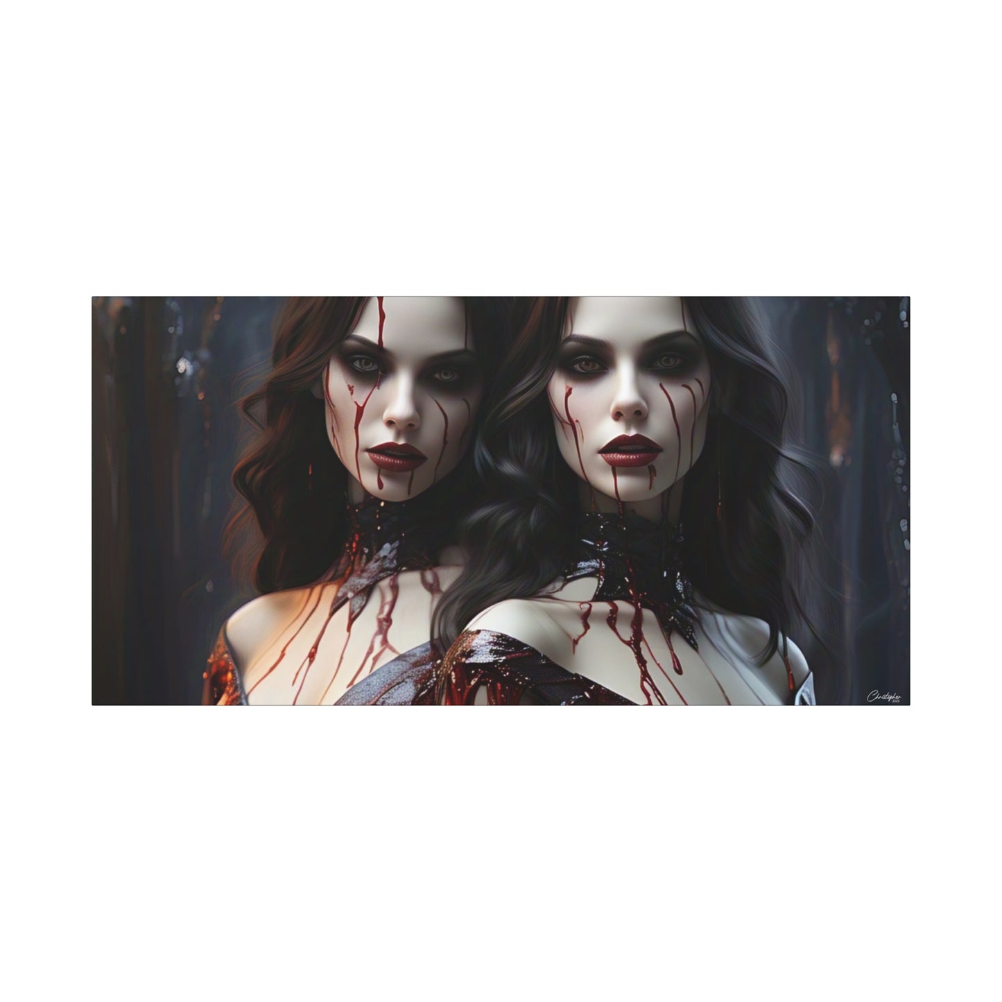 Gothic Vampire Canvas Art, Wall Decor, Horror Artwork, Halloween Home Decor, Spooky Room Accent, Unique Gift Idea