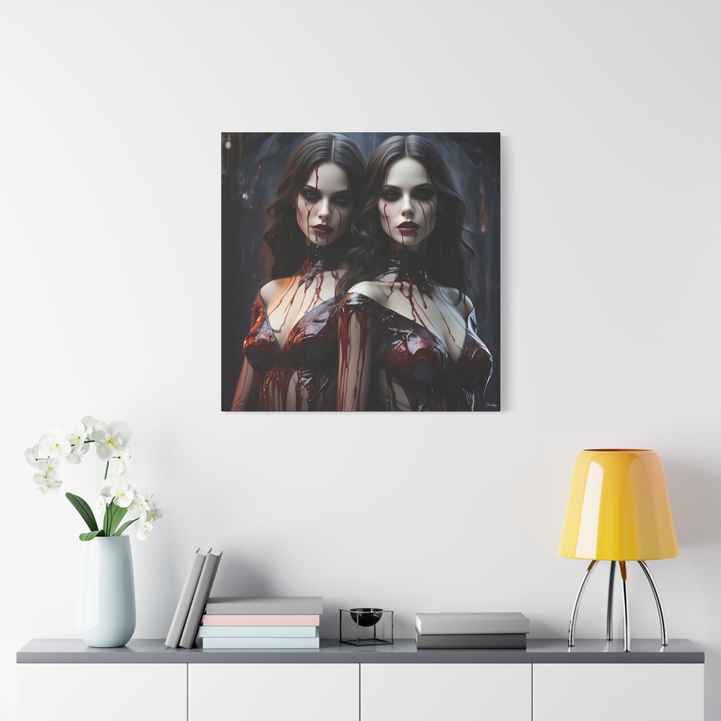 Gothic Vampire Canvas Art, Wall Decor, Horror Artwork, Halloween Home Decor, Spooky Room Accent, Unique Gift Idea