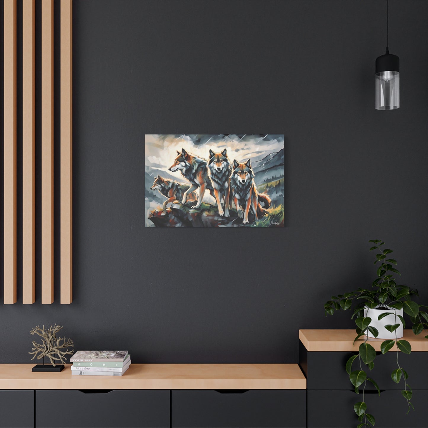 Wolf Family Matte Canvas Art, Home Decor, Animal Lovers Gift, Nature Wall Art, Wildlife Art Print, Outdoor Enthusiasts Decor