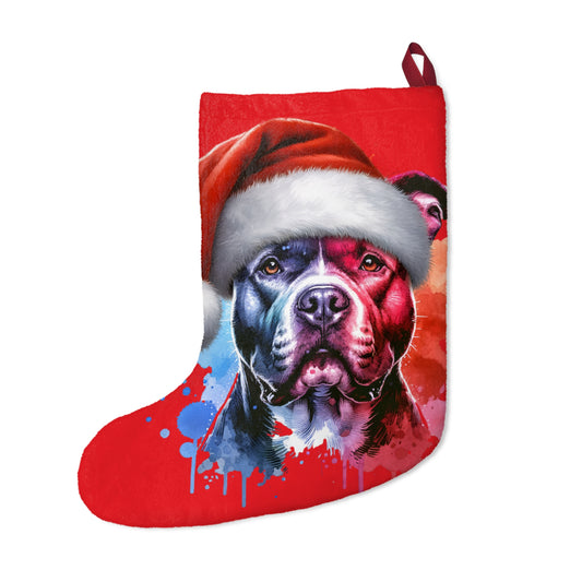Pit Bull Christmas Stocking — Festive Dog Portrait Holiday Decor