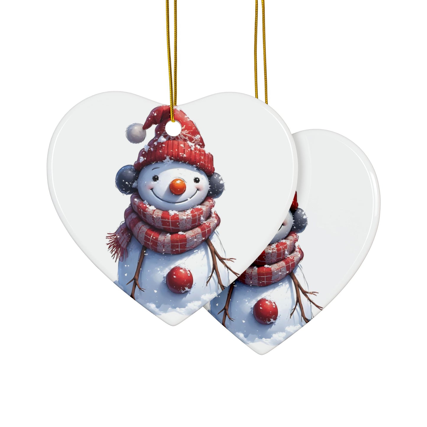 Snowman Ceramic Ornament — Double-Sided Christmas Tree Decoration