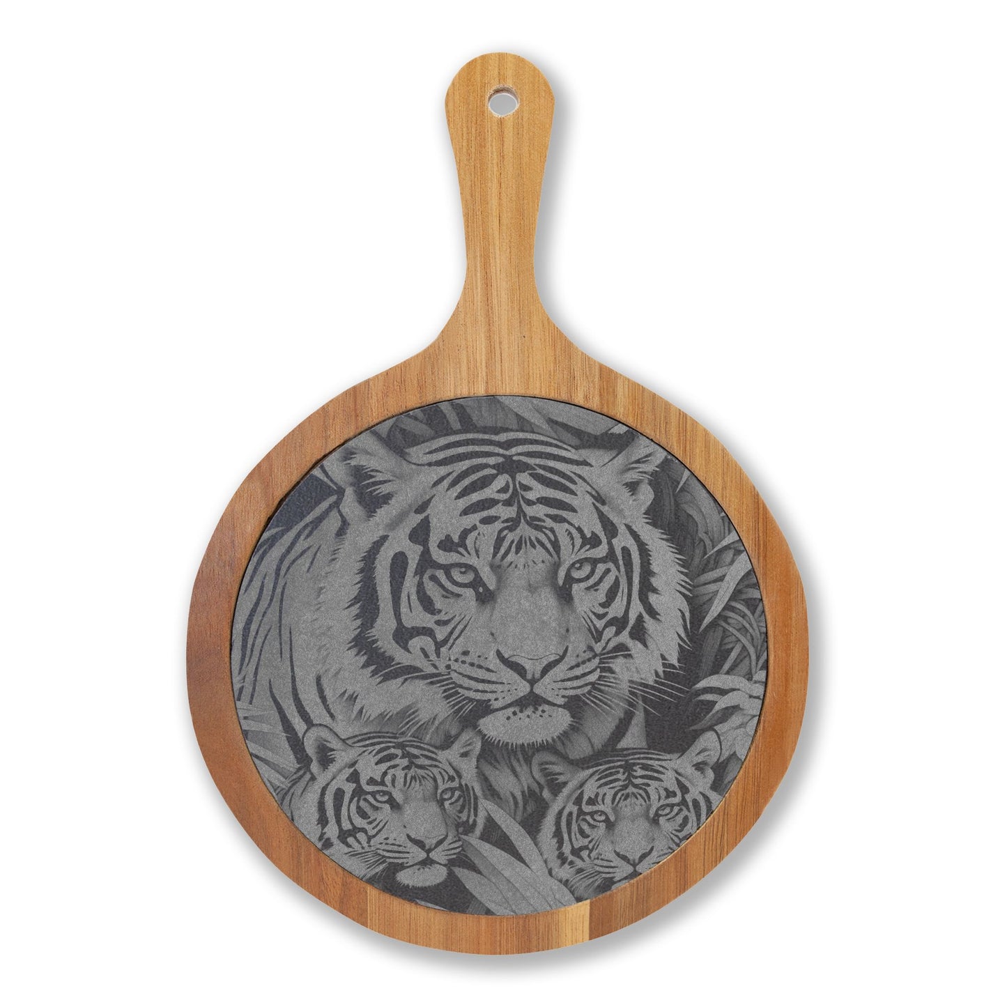 Engraved Tiger Charcuterie Board with Cheese Knife Set