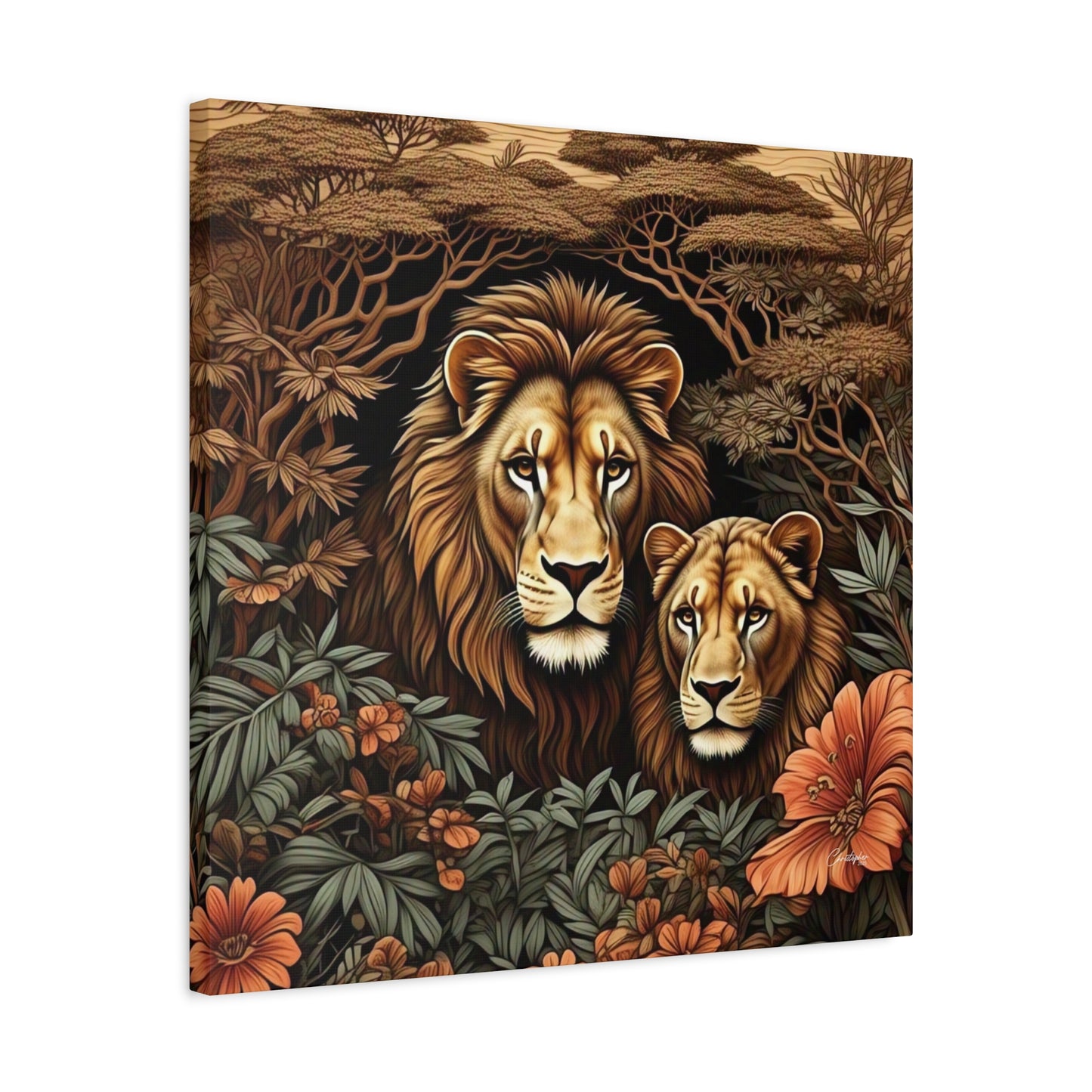 Majestic Lion Family Canvas Wall Art, Animal Lovers Decor, Wildlife Home Accent, Gift for Nature Enthusiasts, Meaningful Family Art