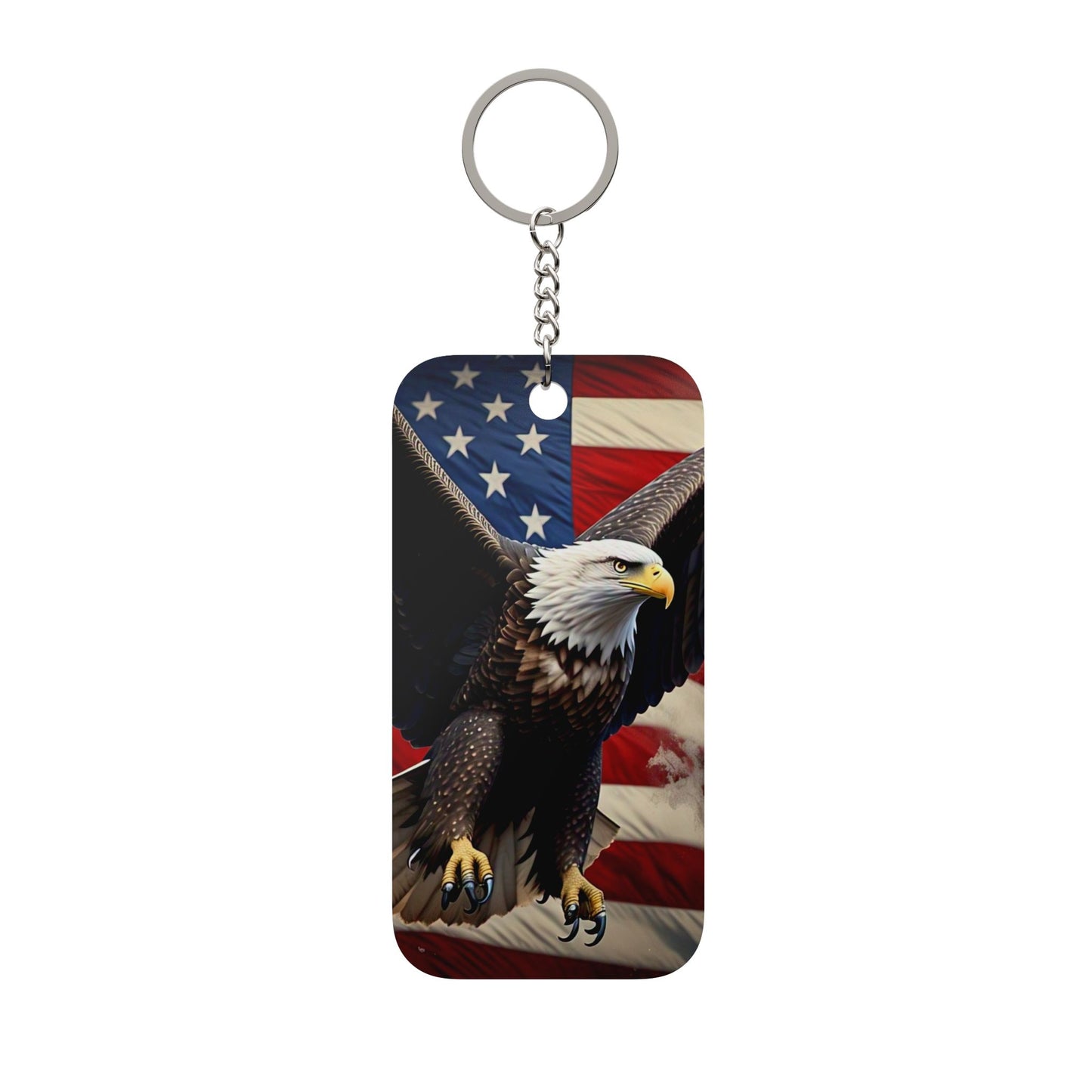 American Eagle Keychain — Patriotic Double-Sided Flag Charm