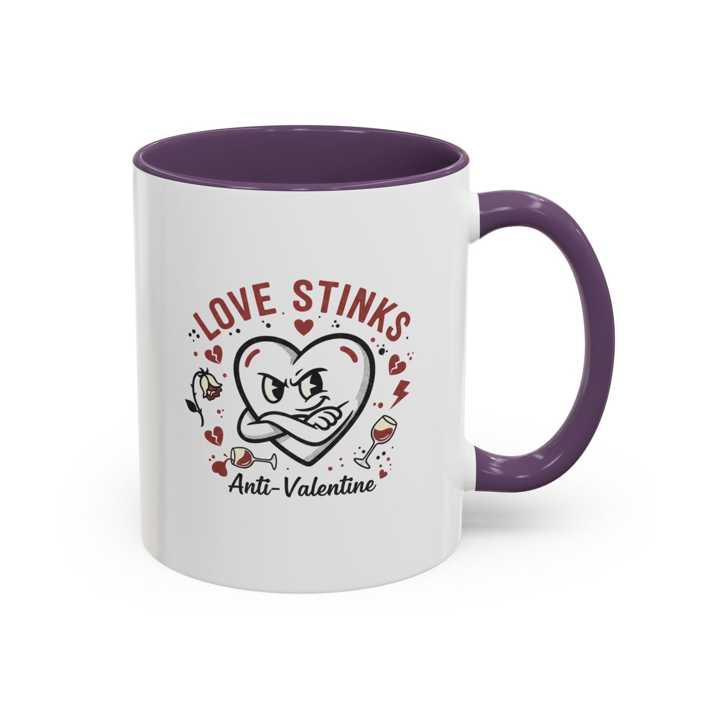 Coffee Mug — "Love Stinks" Anti-Valentine Heart Accent Mug (11/15oz)