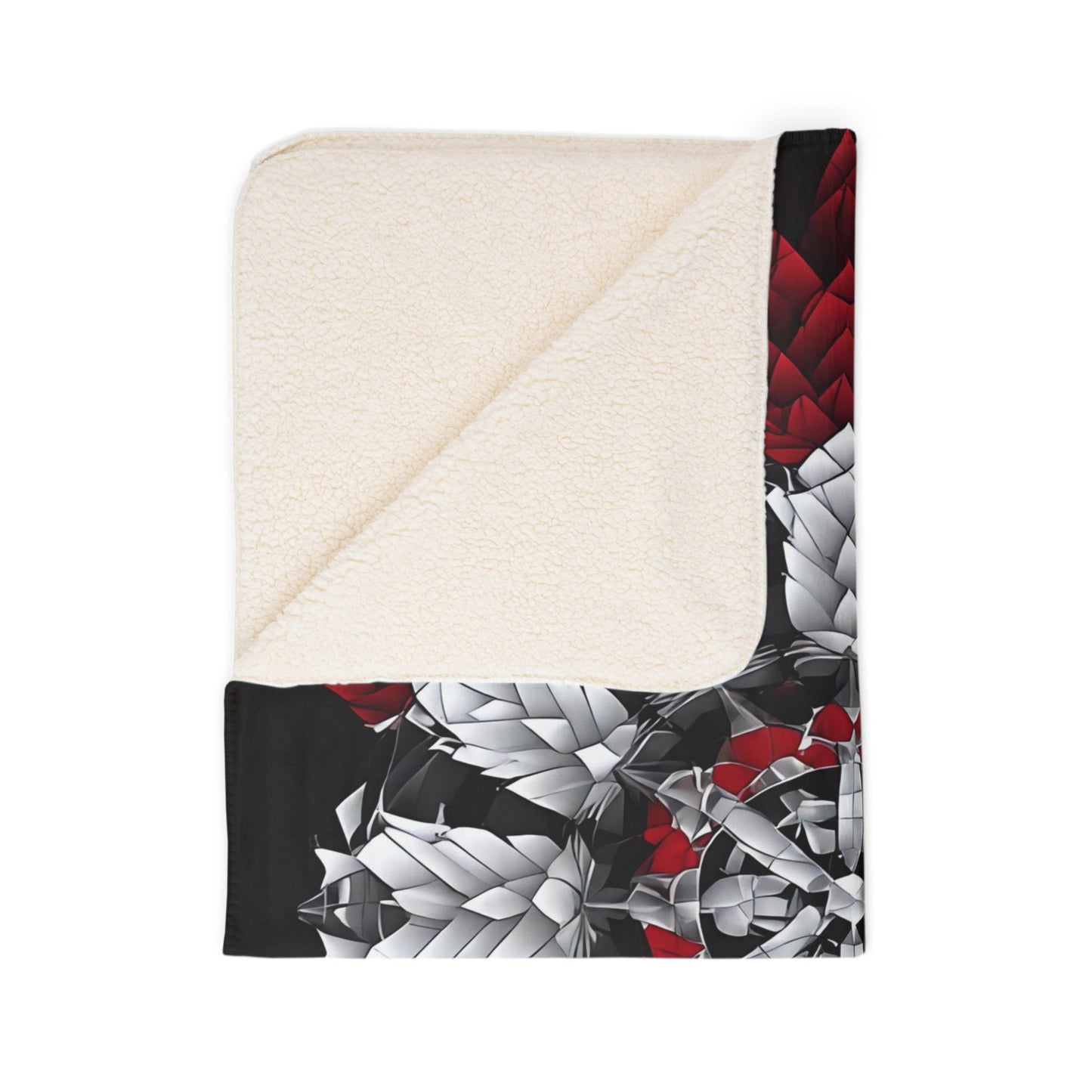 Red & White Mandala Fleece Sherpa Blanket