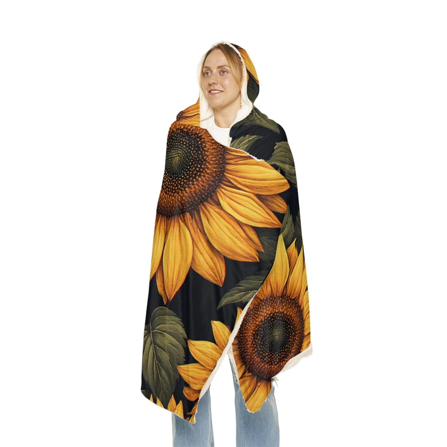 Sunflower Snuggle Blanket, Cozy Throw Blanket, Warm Fleece Wrap, Gift for Her, Home Decor for Fall
