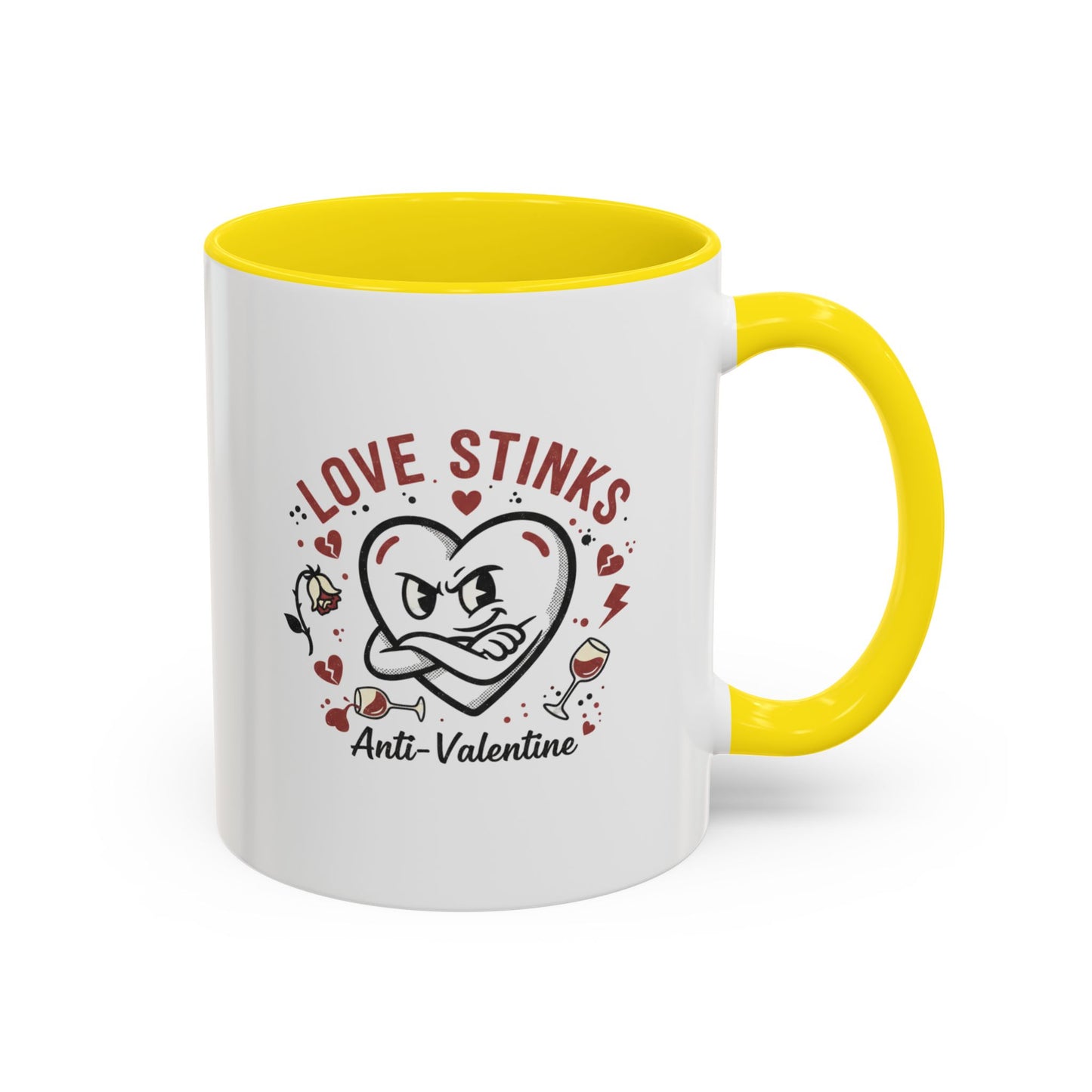 Coffee Mug — "Love Stinks" Anti-Valentine Heart Accent Mug (11/15oz)