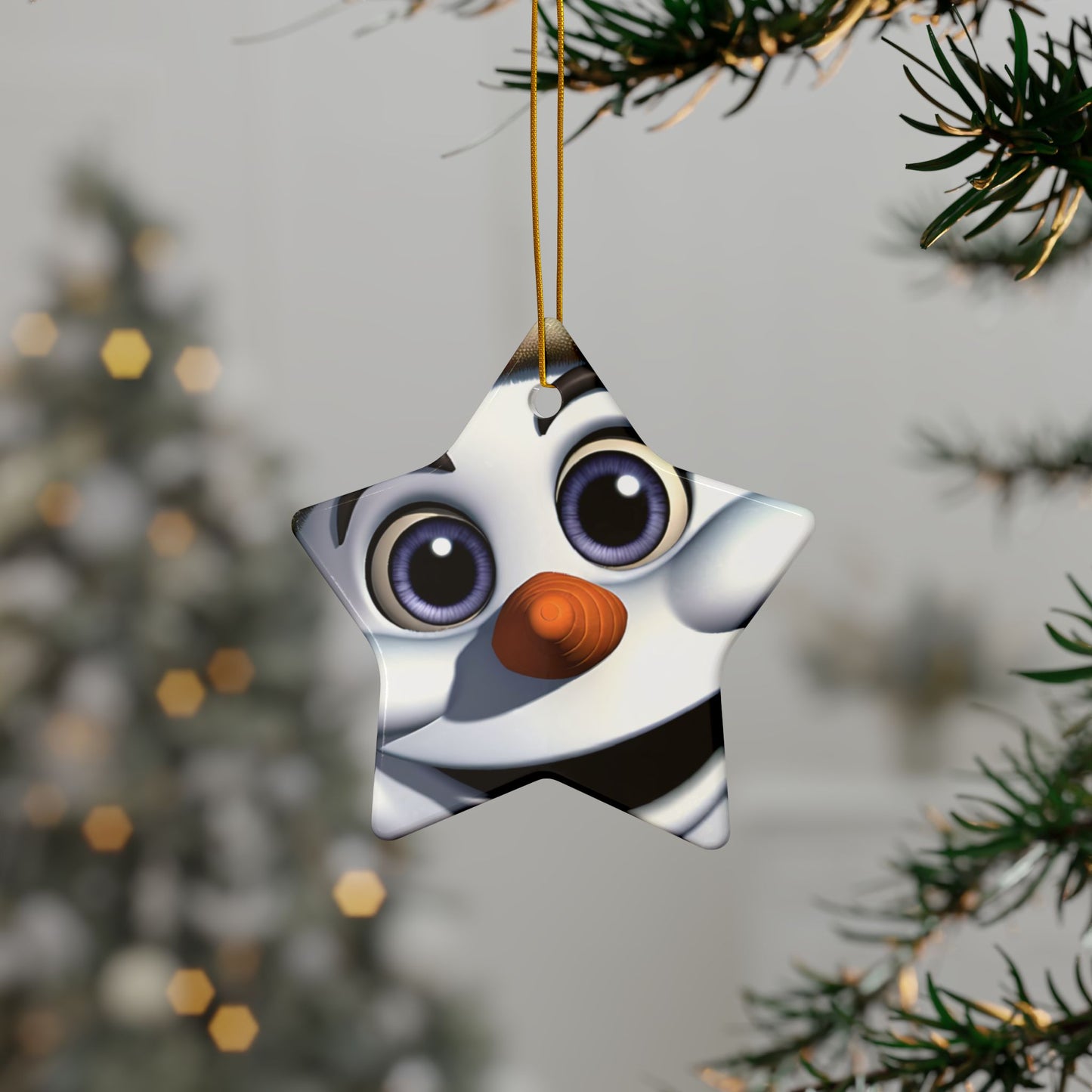 Snowman Face Ceramic Ornament — Cute Holiday Tree Decoration, Double-Sided