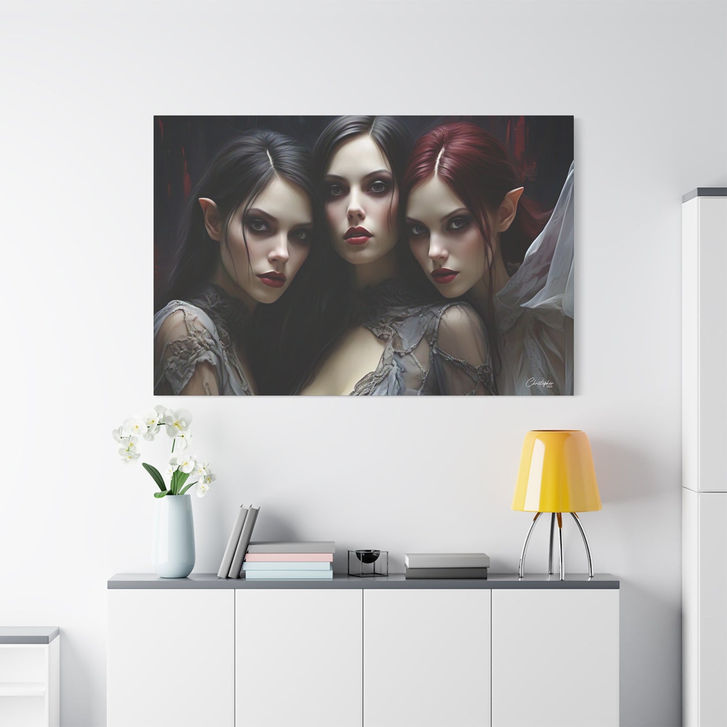 Gothic Wall Art Canvas, Fantasy Home Decor, Unique Gift for Halloween, Witchy Vibe Art, Dark Aesthetic Room Decor