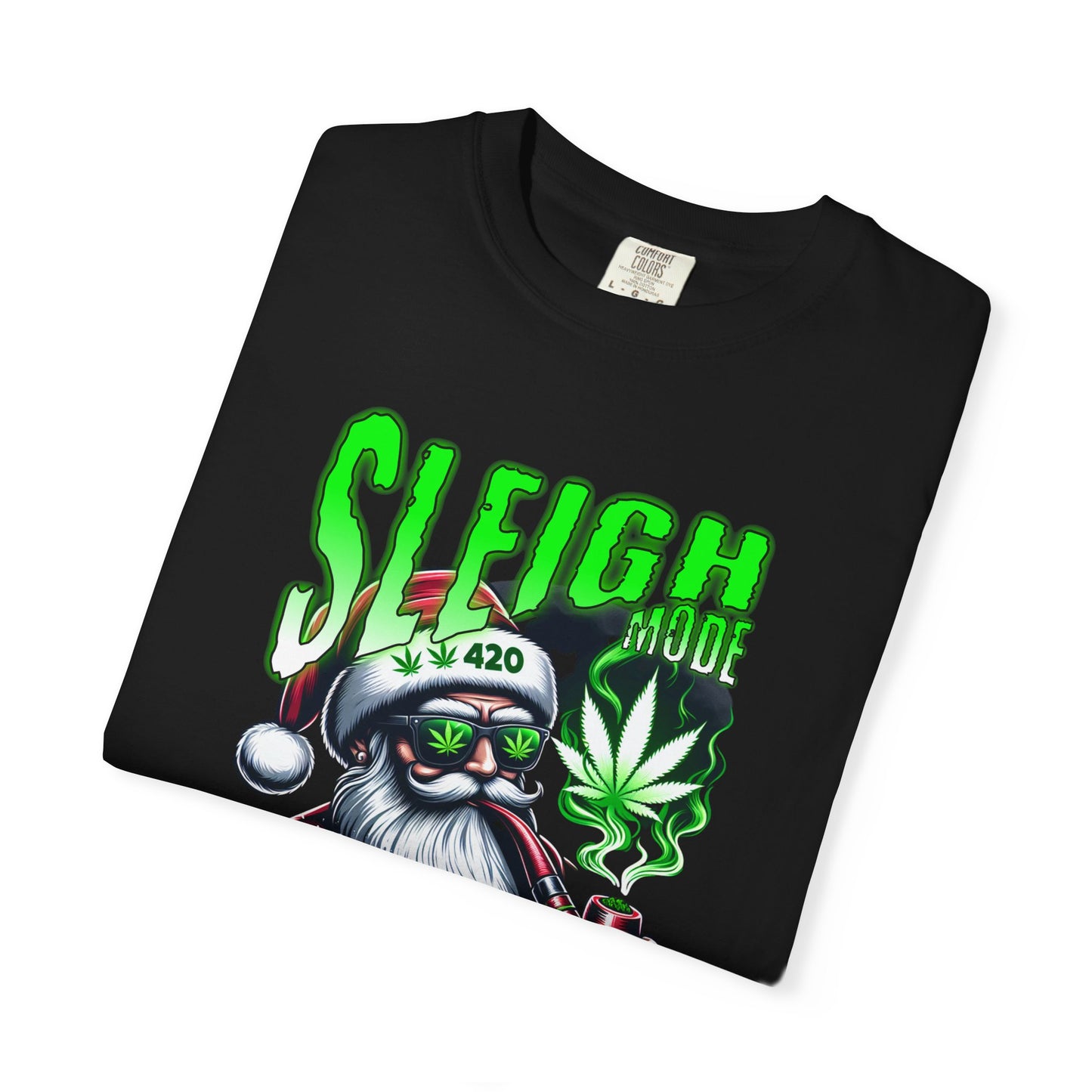 Sleigh Joe Graphic Tee, Unisex Holiday T-Shirt, Funny Christmas Shirt, Cannabis Santa Gift, Unique Tee for Parties