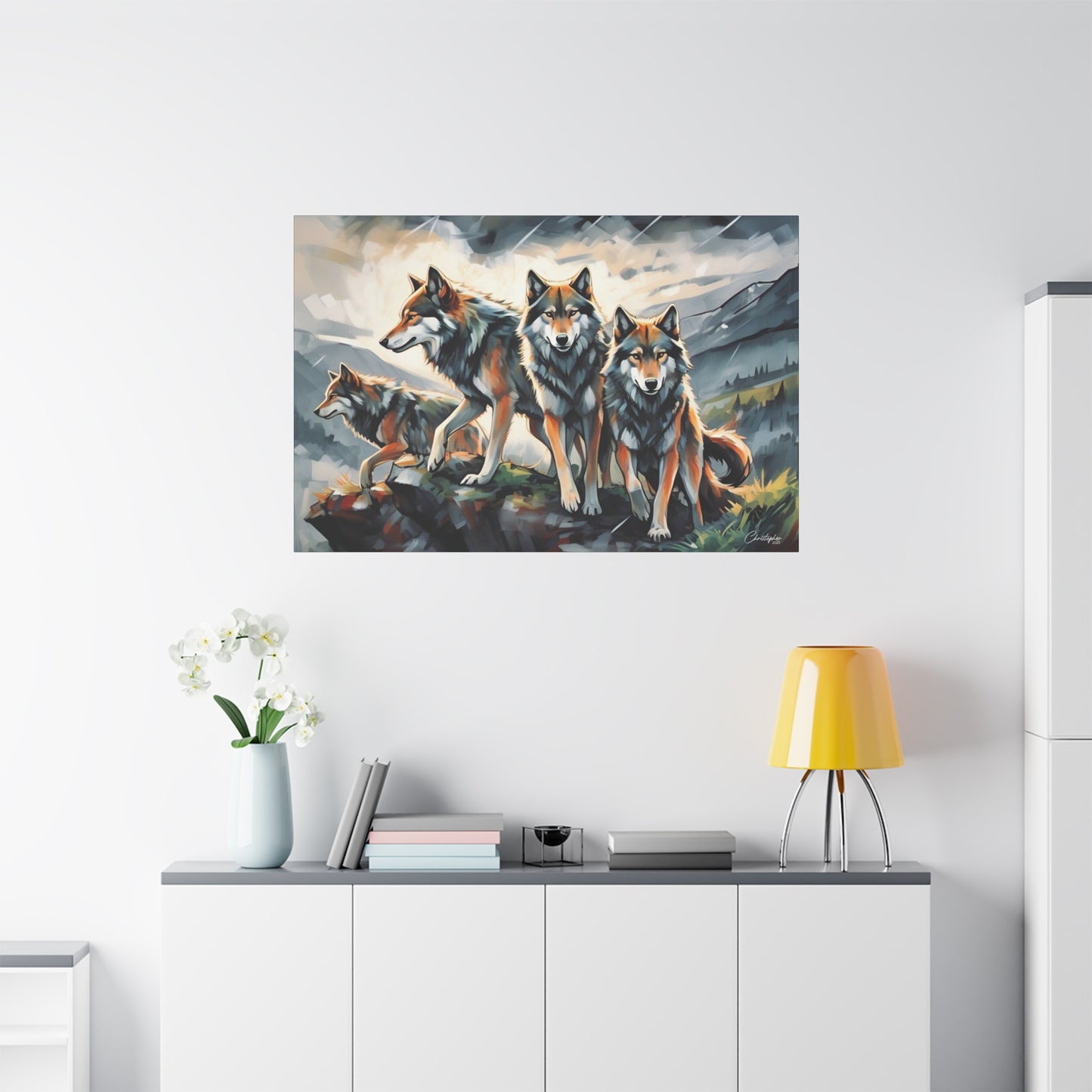 Wolf Family Matte Canvas Art, Home Decor, Animal Lovers Gift, Nature Wall Art, Wildlife Art Print, Outdoor Enthusiasts Decor
