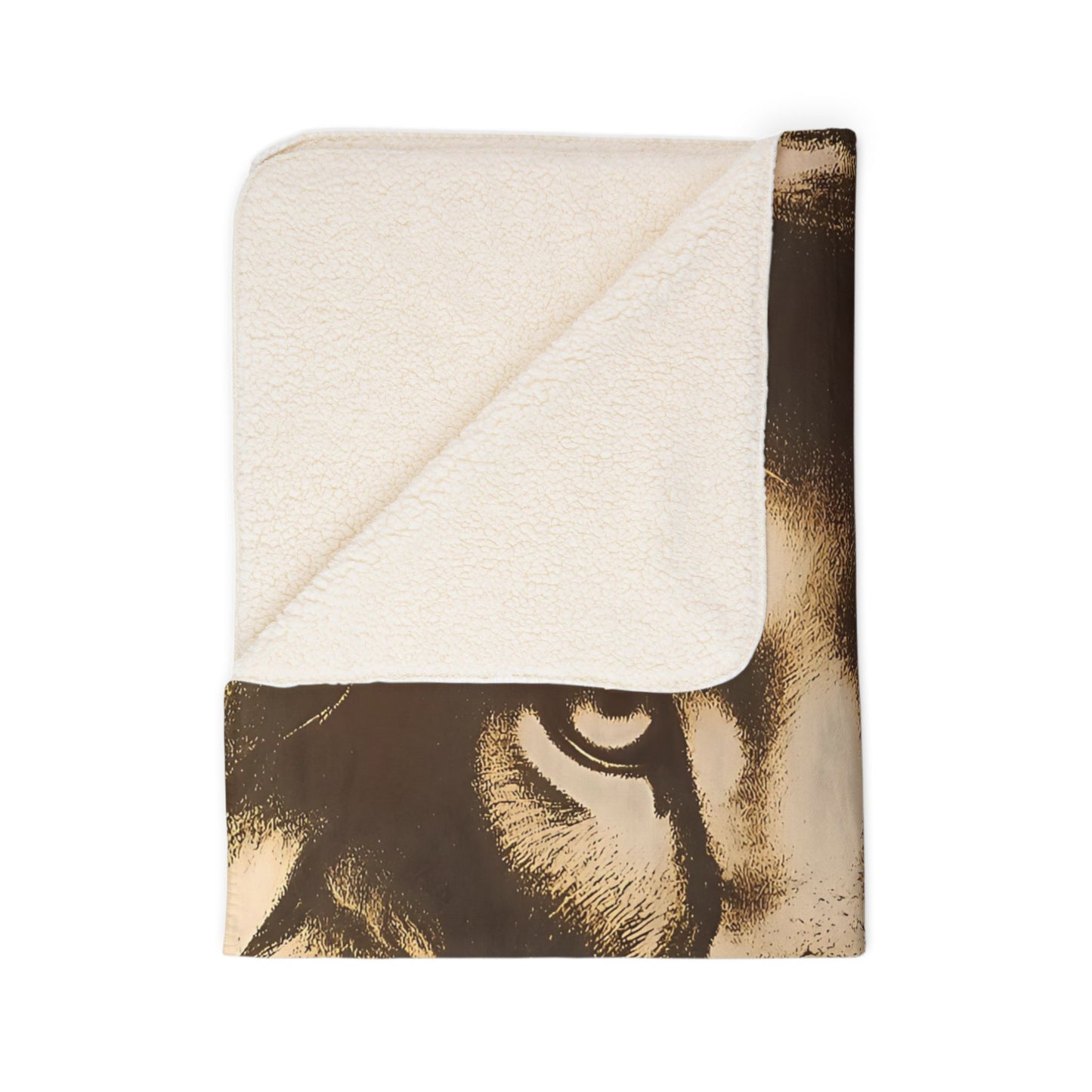 Laser Engraved Original Art Lion Print Fleece Sherpa Blanket, Cozy Lion Throw Blanket, Gift for Animal Lovers, Home Decor, Winter Warmth, Safari Style, Bed and Sofa