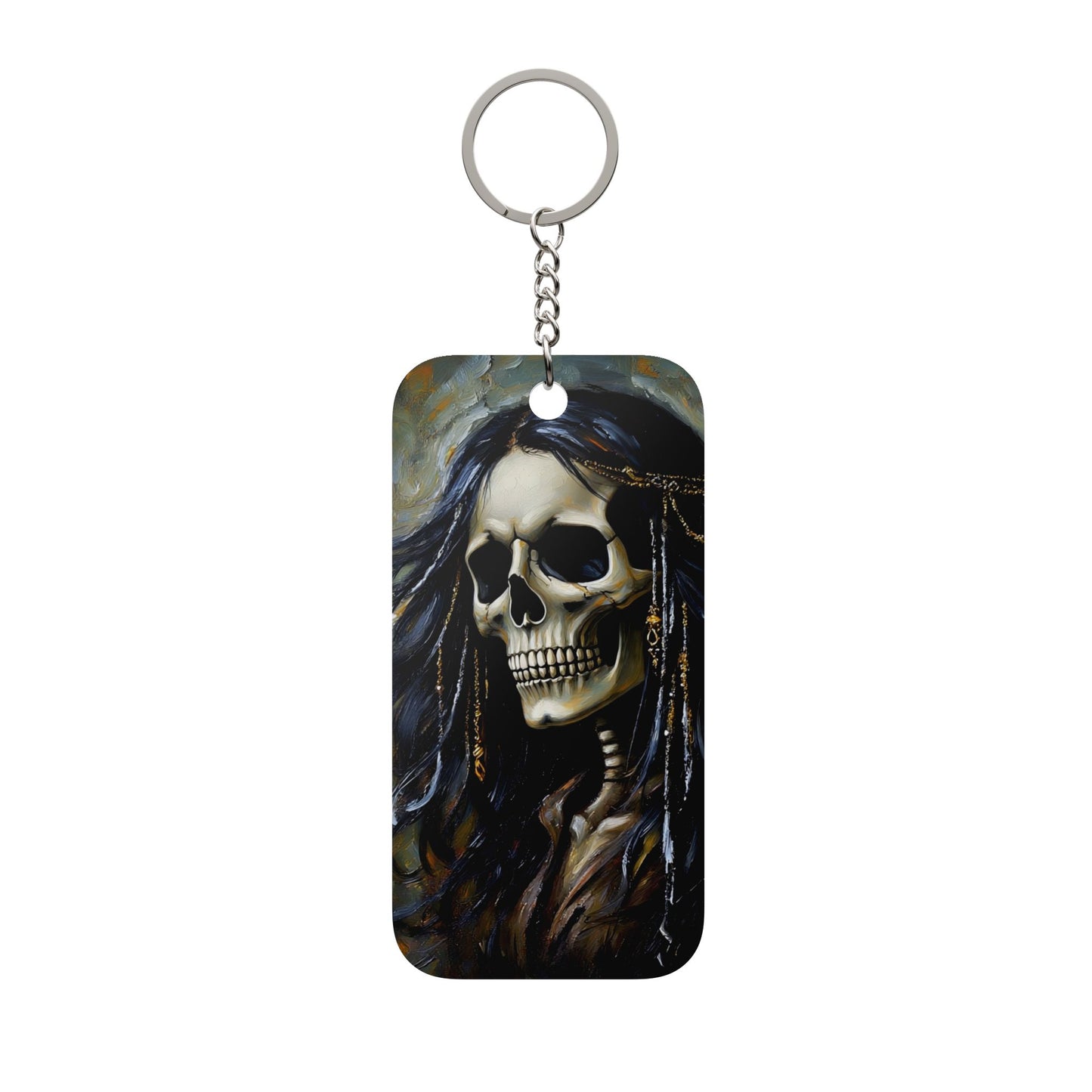 Skull Portrait Keychain — Gothic Double-Sided Charm