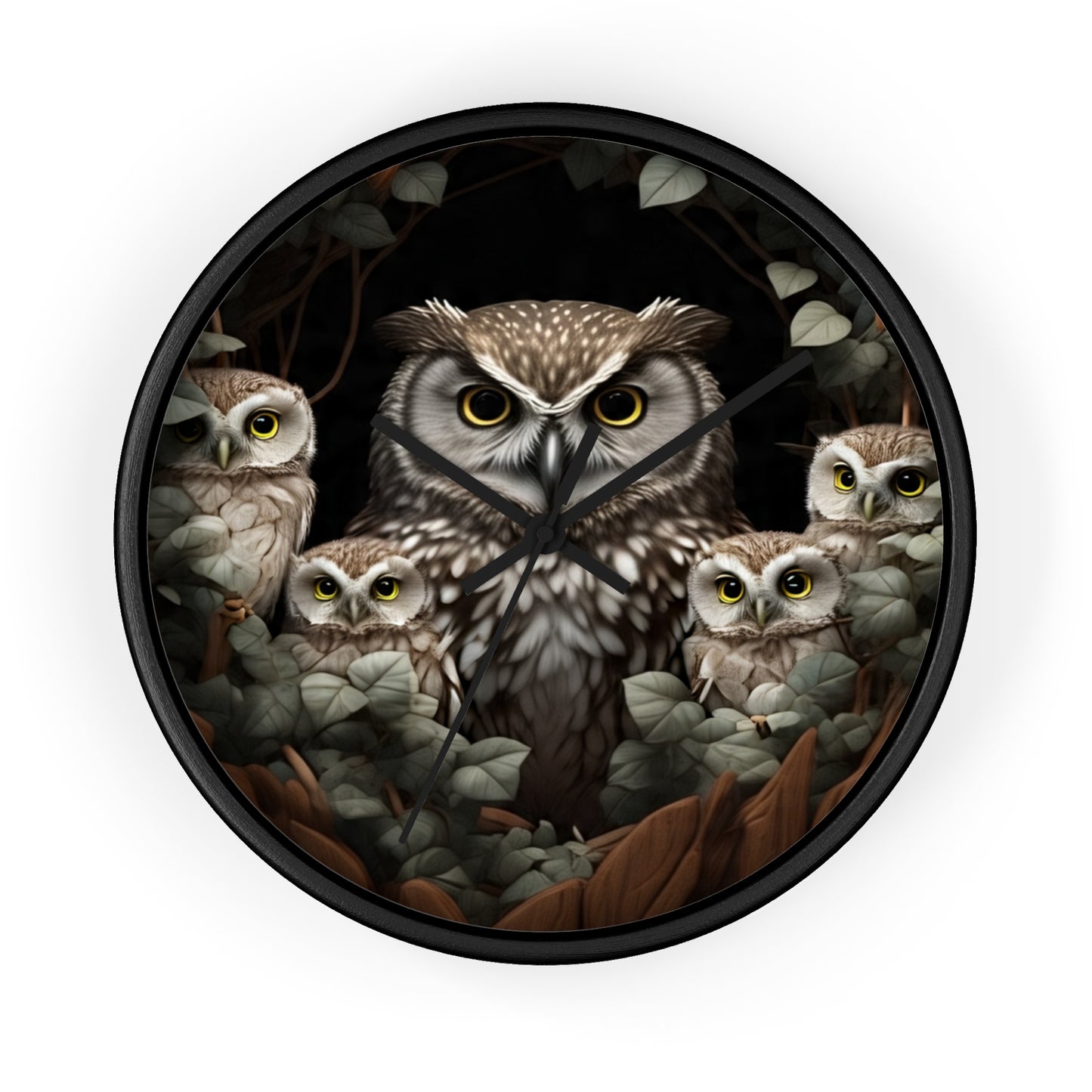 Charming Owl Family Wall Clock, Cute Owl Decor, Nature Lover Gift, Woodland Home Decor, Perfect for Kids Rooms or Bird Enthusiasts
