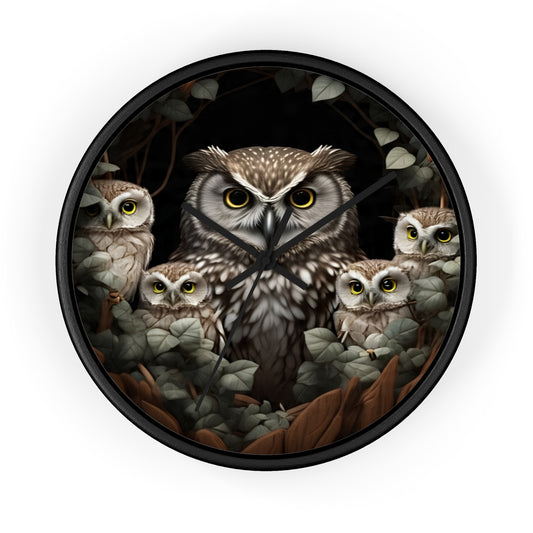 Charming Owl Family Wall Clock, Cute Owl Decor, Nature Lover Gift, Woodland Home Decor, Perfect for Kids Rooms or Bird Enthusiasts