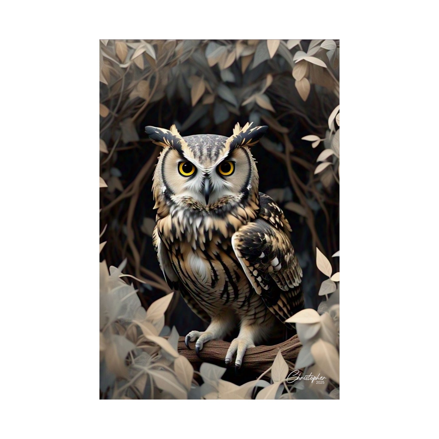 Majestic Owl Matte Vertical Poster - Nature Wall Art for Home Decor