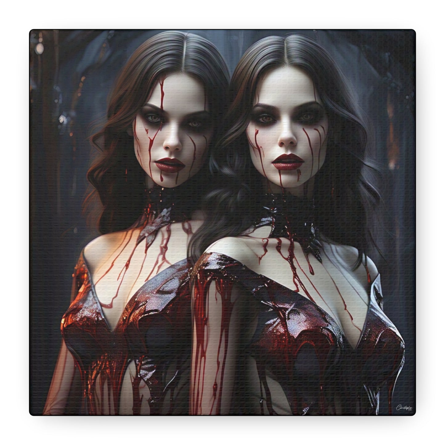 Gothic Vampire Canvas Art, Wall Decor, Horror Artwork, Halloween Home Decor, Spooky Room Accent, Unique Gift Idea