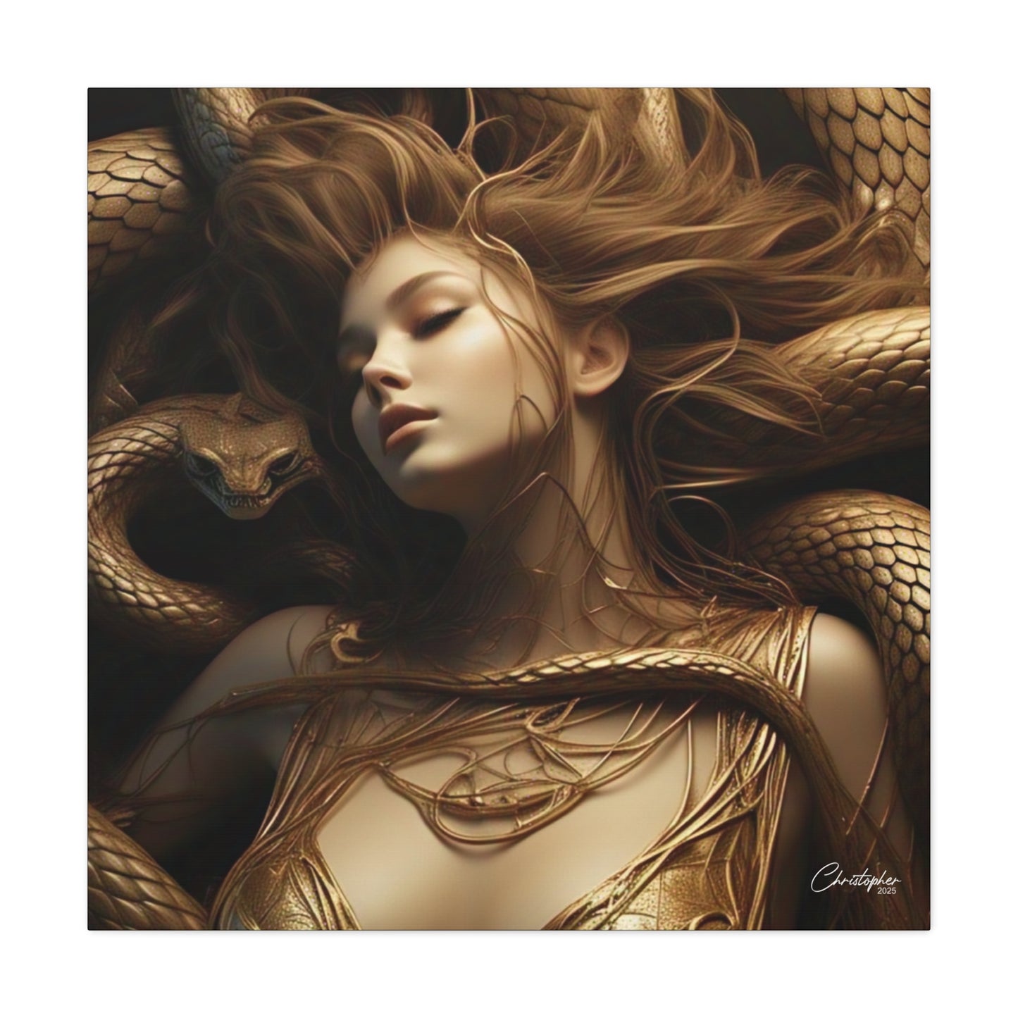 Goddess of Serpents Canvas Art - Stretched Matte Wall Decor