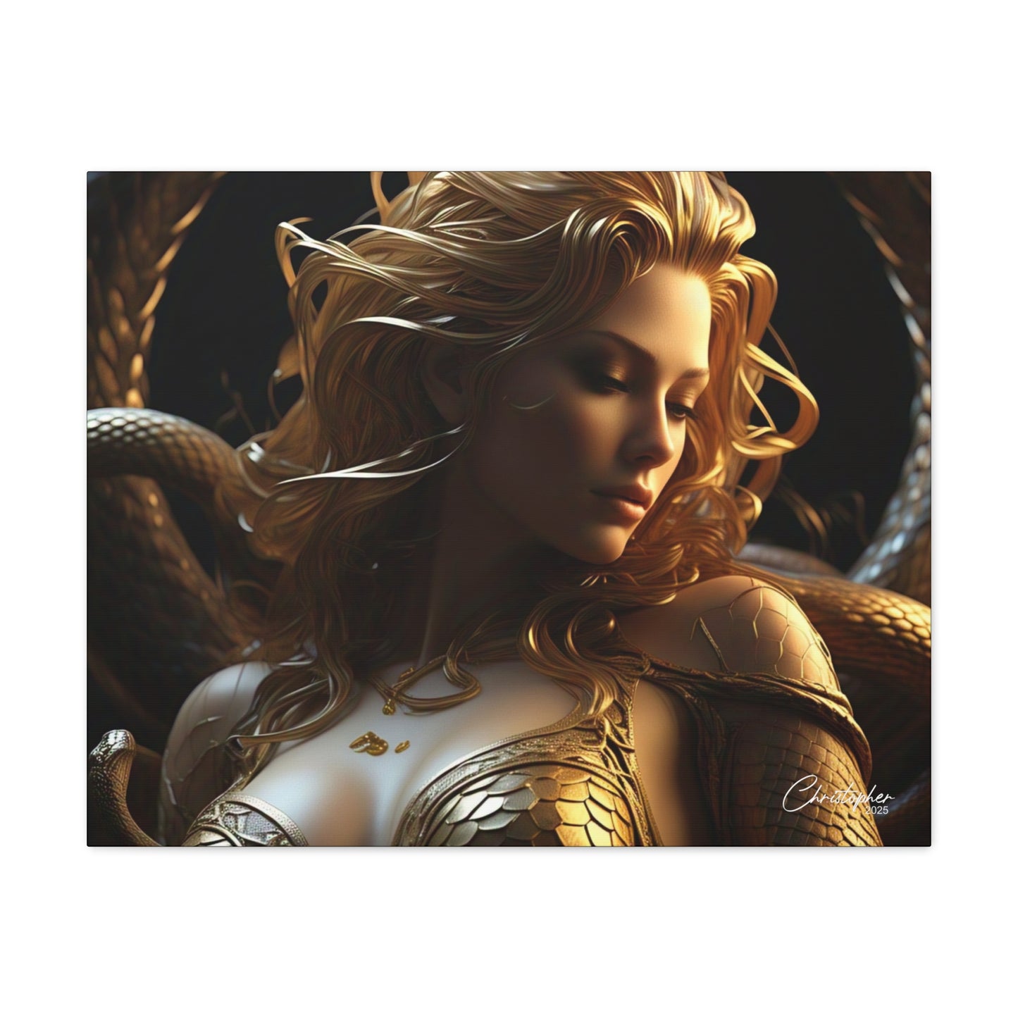 Fantasy Art Canvas Print - Serpent Goddess Home Decor