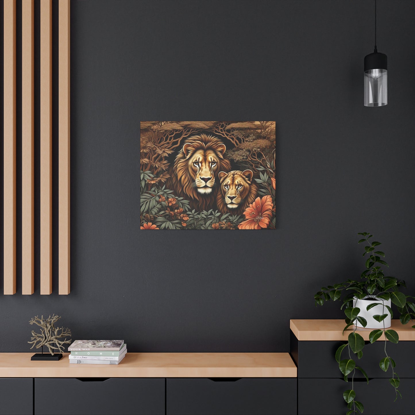 Majestic Lion Family Canvas Wall Art, Animal Lovers Decor, Wildlife Home Accent, Gift for Nature Enthusiasts, Meaningful Family Art