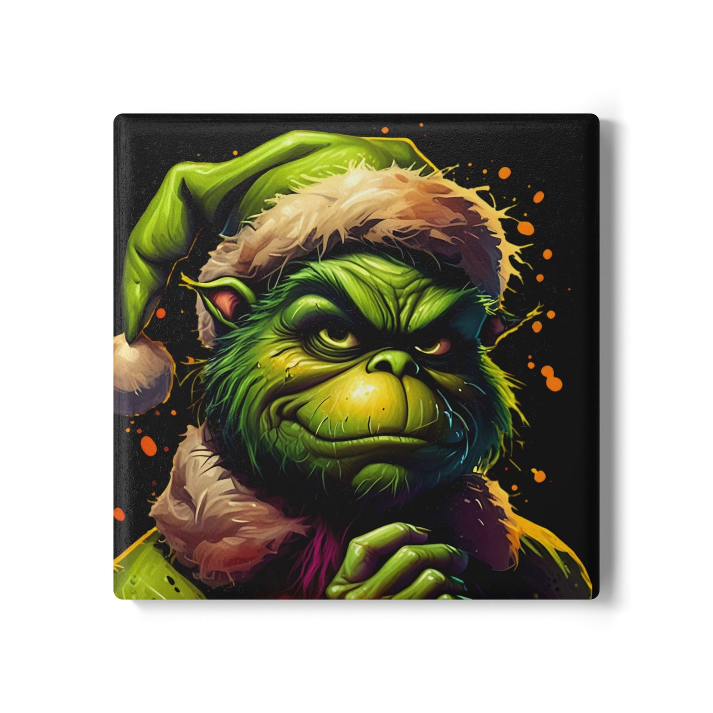 Grinch Santa Ceramic Coaster – Funny Christmas Holiday Drink Coaster