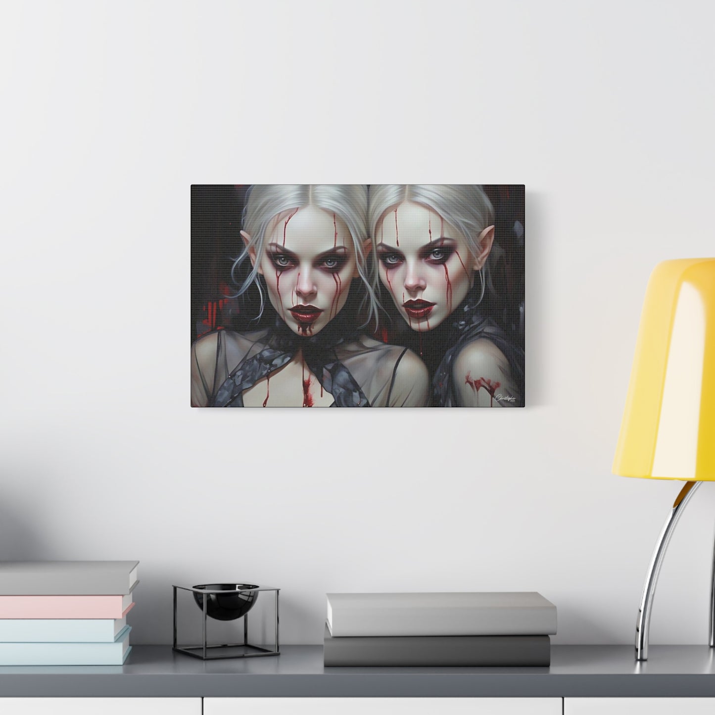 Gothic Canvas Art Print, Dark Fantasy Wall Decor, Horror Art, Halloween Home Decor, Vampire Artwork, Unique Gift for Spooky Season