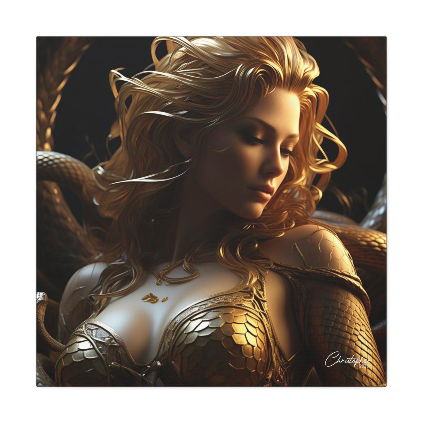 Fantasy Art Canvas Print - Serpent Goddess Home Decor