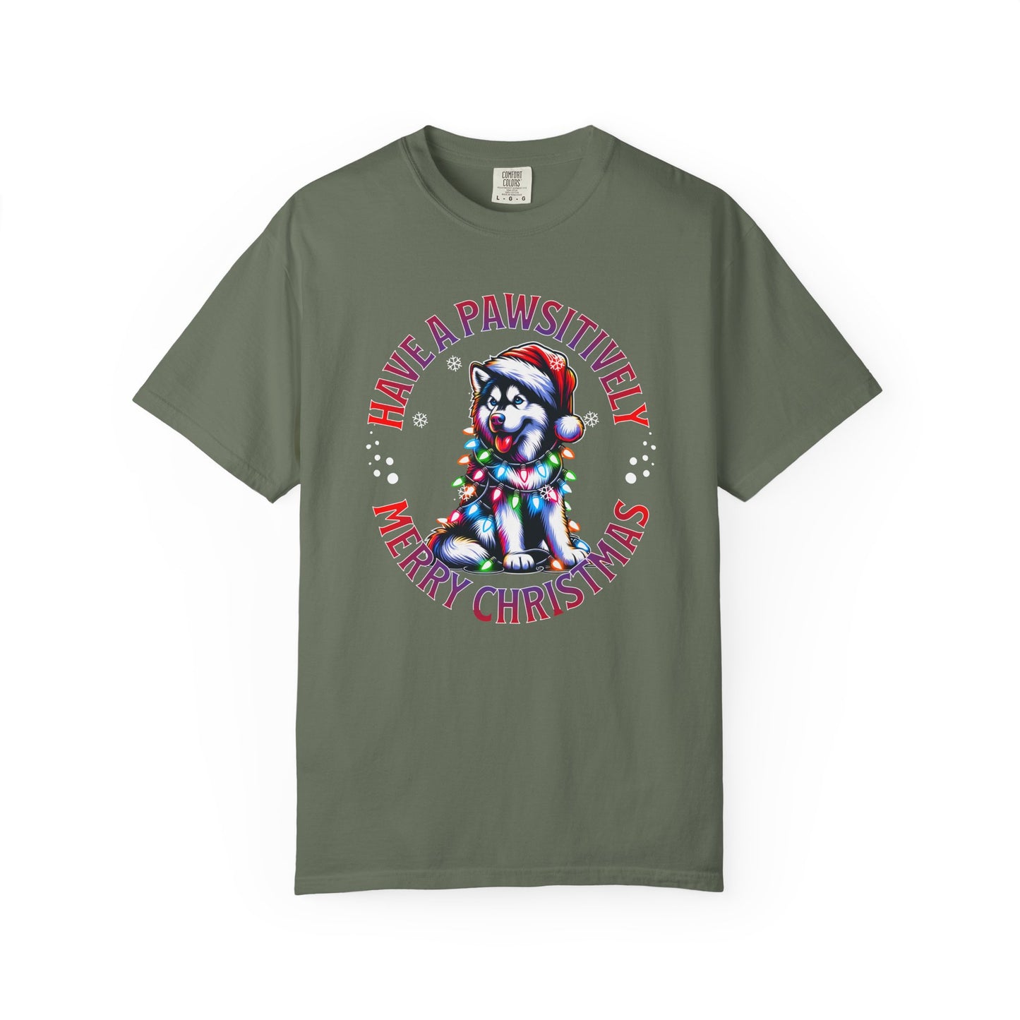Christmas Husky T-Shirt — "Have a Paws-itively Merry Christmas" Holiday Tee