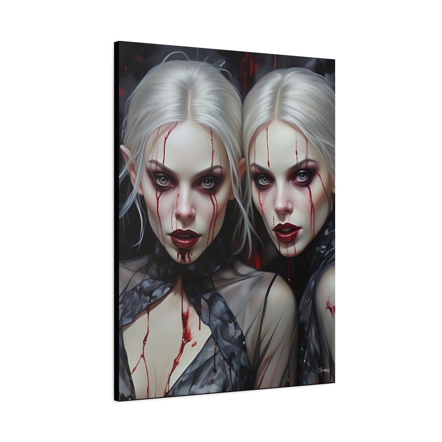 Gothic Canvas Art Print, Dark Fantasy Wall Decor, Horror Art, Halloween Home Decor, Vampire Artwork, Unique Gift for Spooky Season