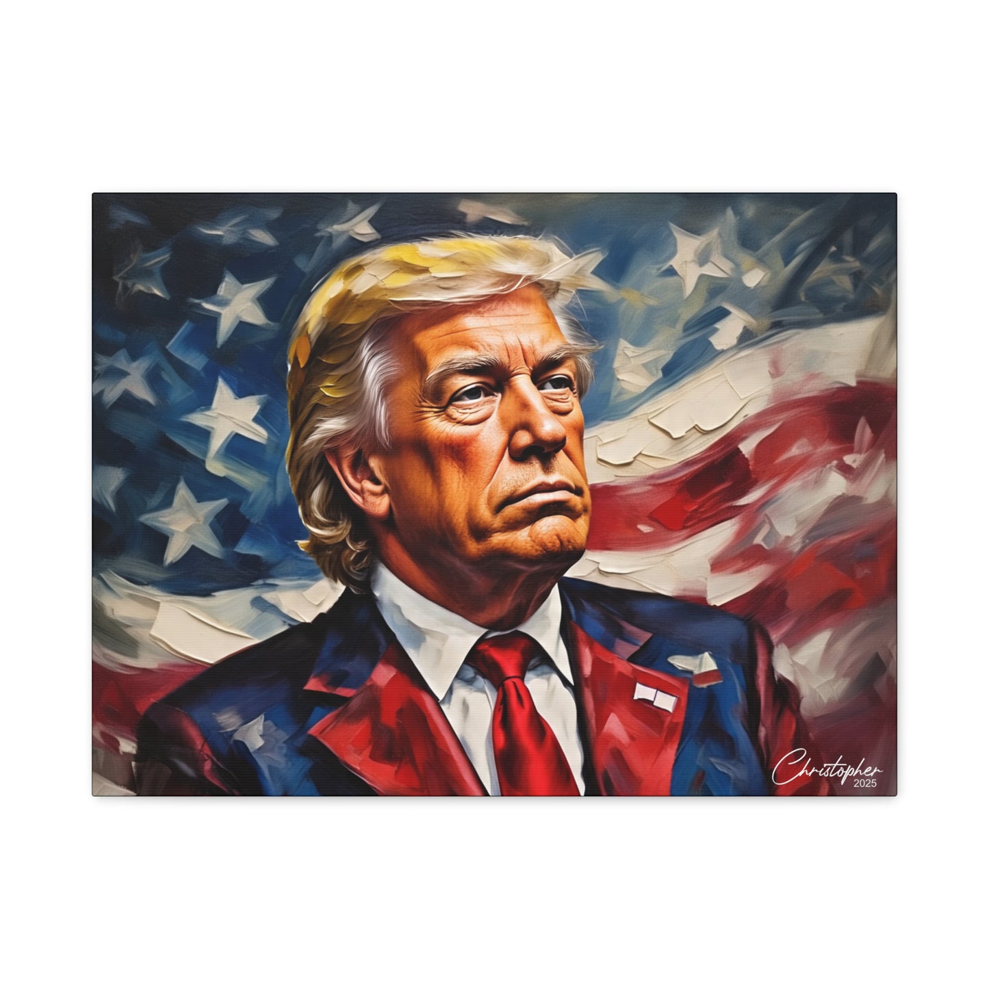 Patriotic Canvas Art, Stretched Wall Decor, Home Office, Gifts for Republicans, Political Enthusiasts, Americana Artwork