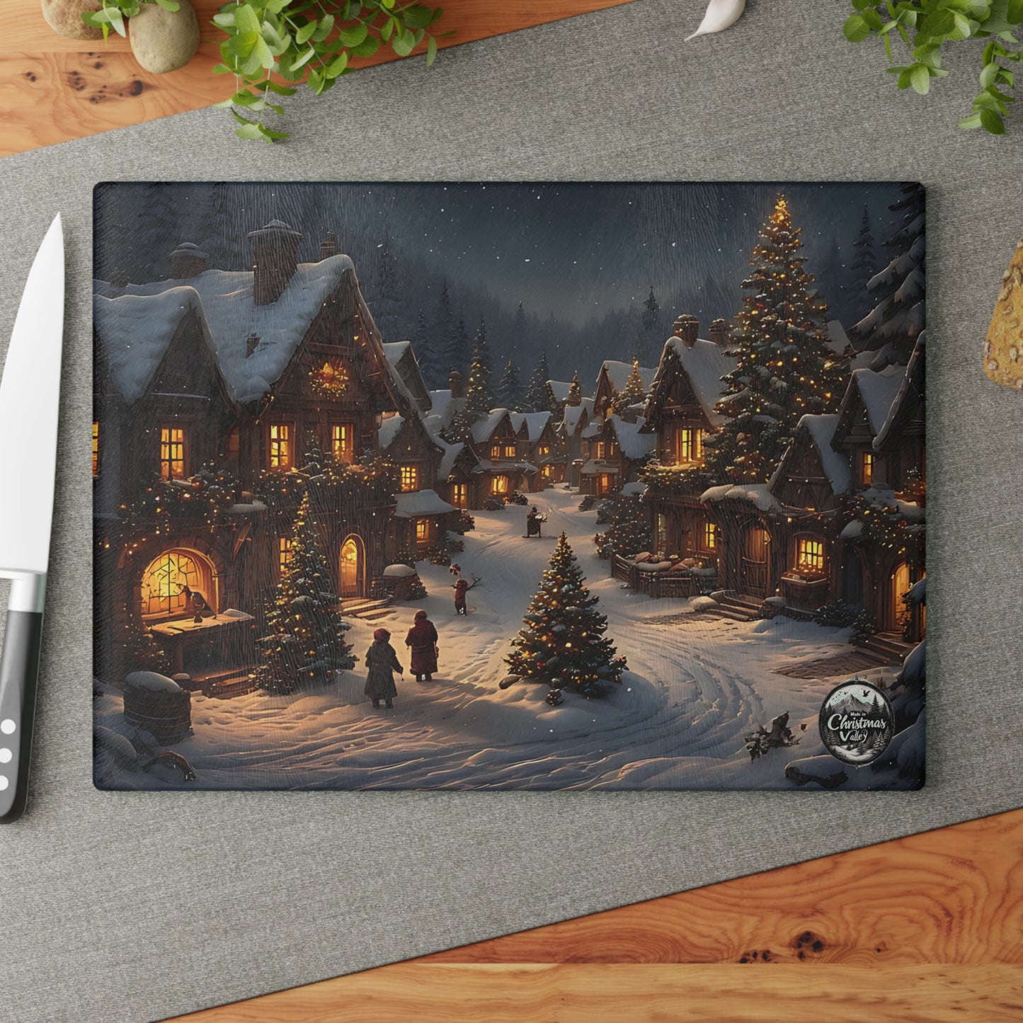 Winter Wonderland Glass Cutting Board for Holiday Cooking, Kitchen Decor, Unique Gift, Winter Home Decor, Christmas Kitchen Essentials