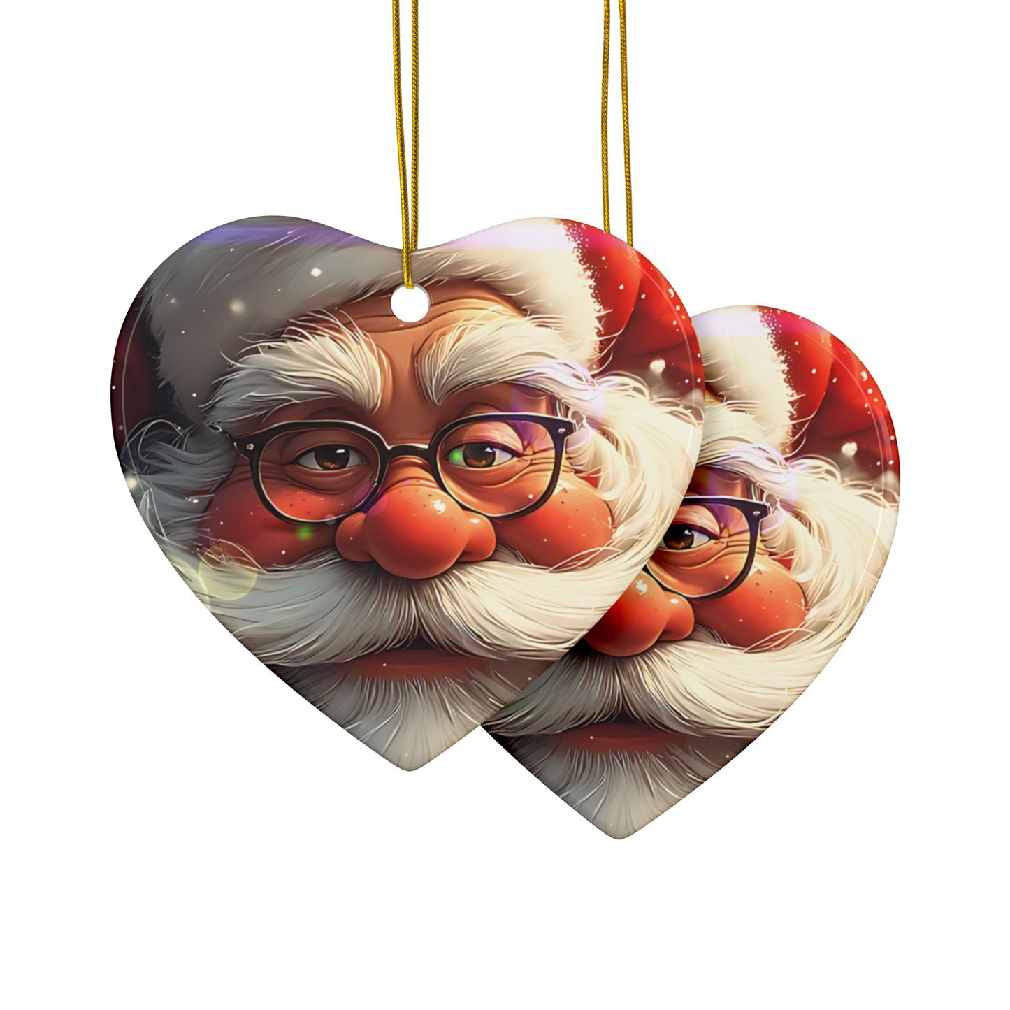 Santa Face Ceramic Ornament — Round Double-Sided Christmas Tree Decor (Personalizable, Pack Options)