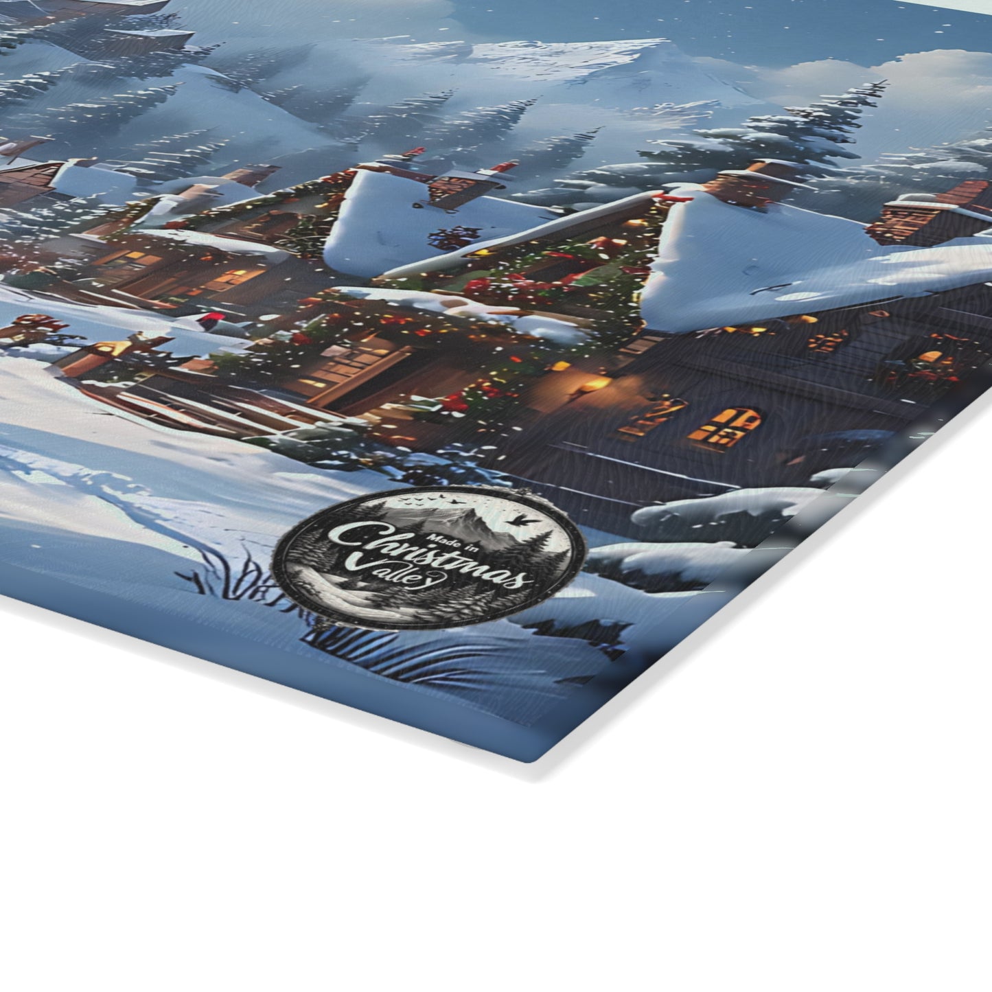 Winter Wonderland Glass Cutting Board, Holiday Kitchen Decor, Christmas Gift, Unique Cooking Accessory, Seasonal Home Style