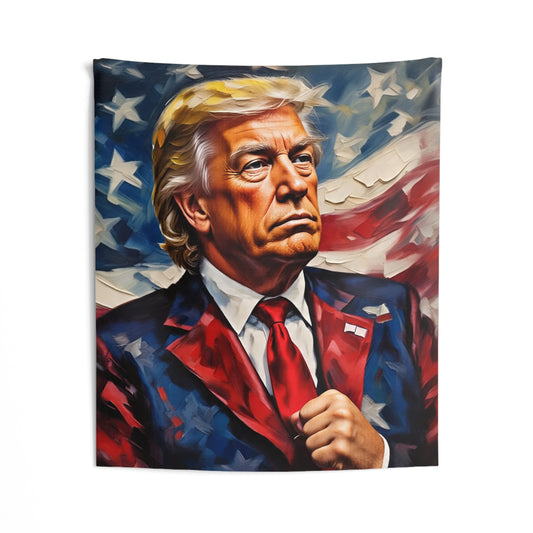Donald Trump Portrait Wall Tapestry – Patriotic American Flag Home Decor