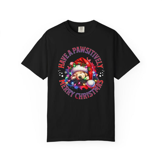Christmas Puppy T-Shirt — "Have a Pawsitively Merry Christmas" Holiday Tee