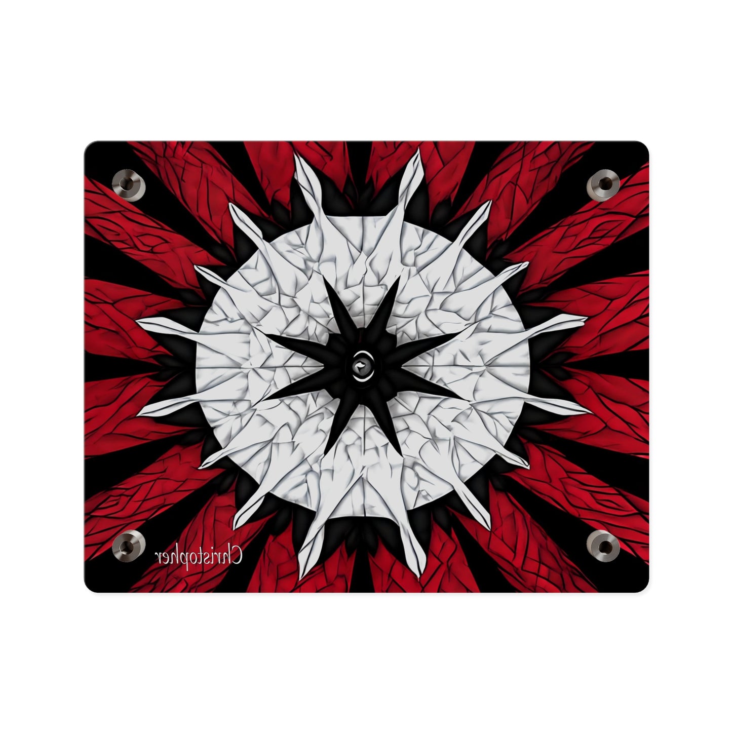 Red & Black Mandala Acrylic Wall Art Panel — Personalized Name Option