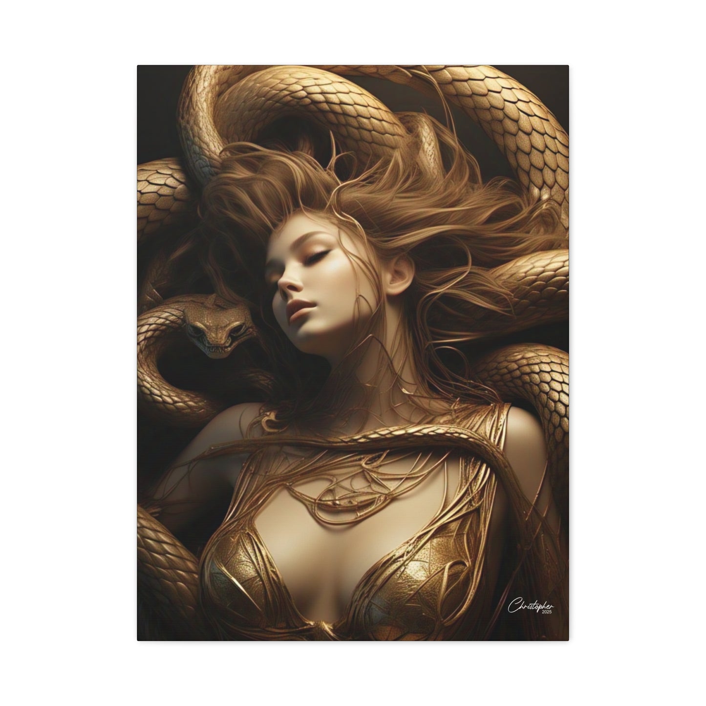 Goddess of Serpents Canvas Art - Stretched Matte Wall Decor
