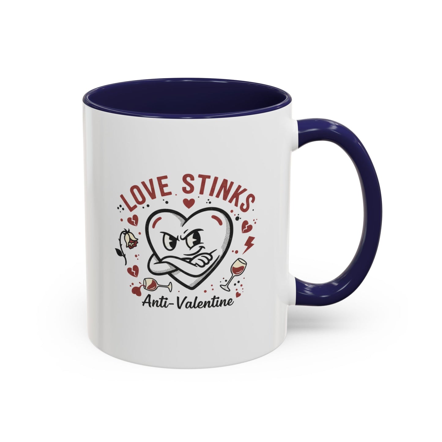 Coffee Mug — "Love Stinks" Anti-Valentine Heart Accent Mug (11/15oz)