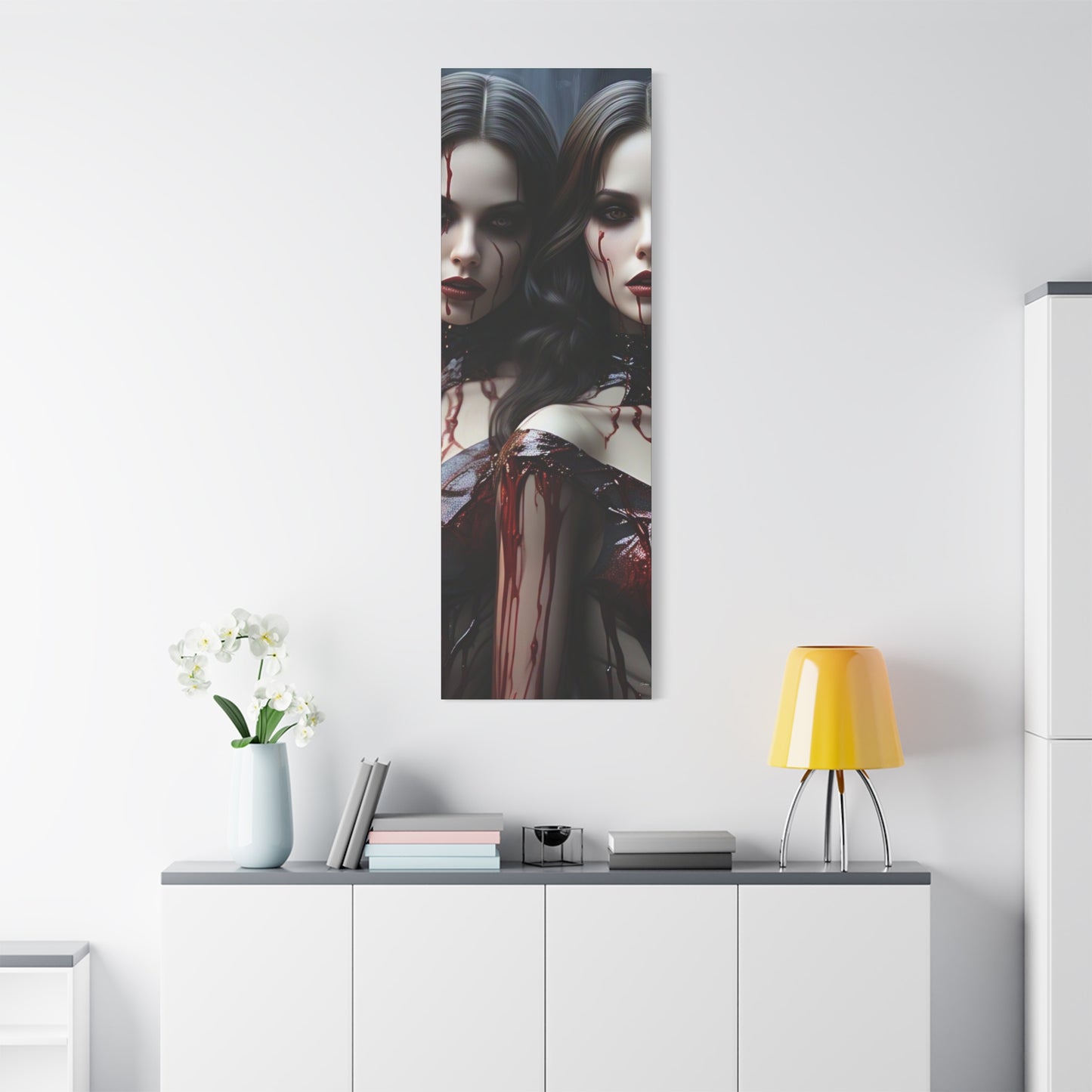 Gothic Vampire Canvas Art, Wall Decor, Horror Artwork, Halloween Home Decor, Spooky Room Accent, Unique Gift Idea